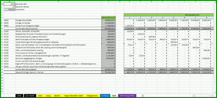 Modisch Einnahmen Ausgaben Rechnung Excel Vorlage 1440x651