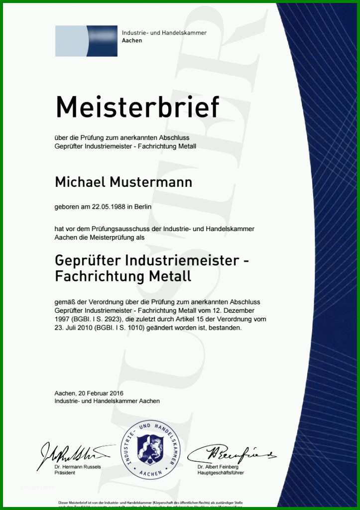 Staffelung Meisterbrief Vorlage Download 723x1024