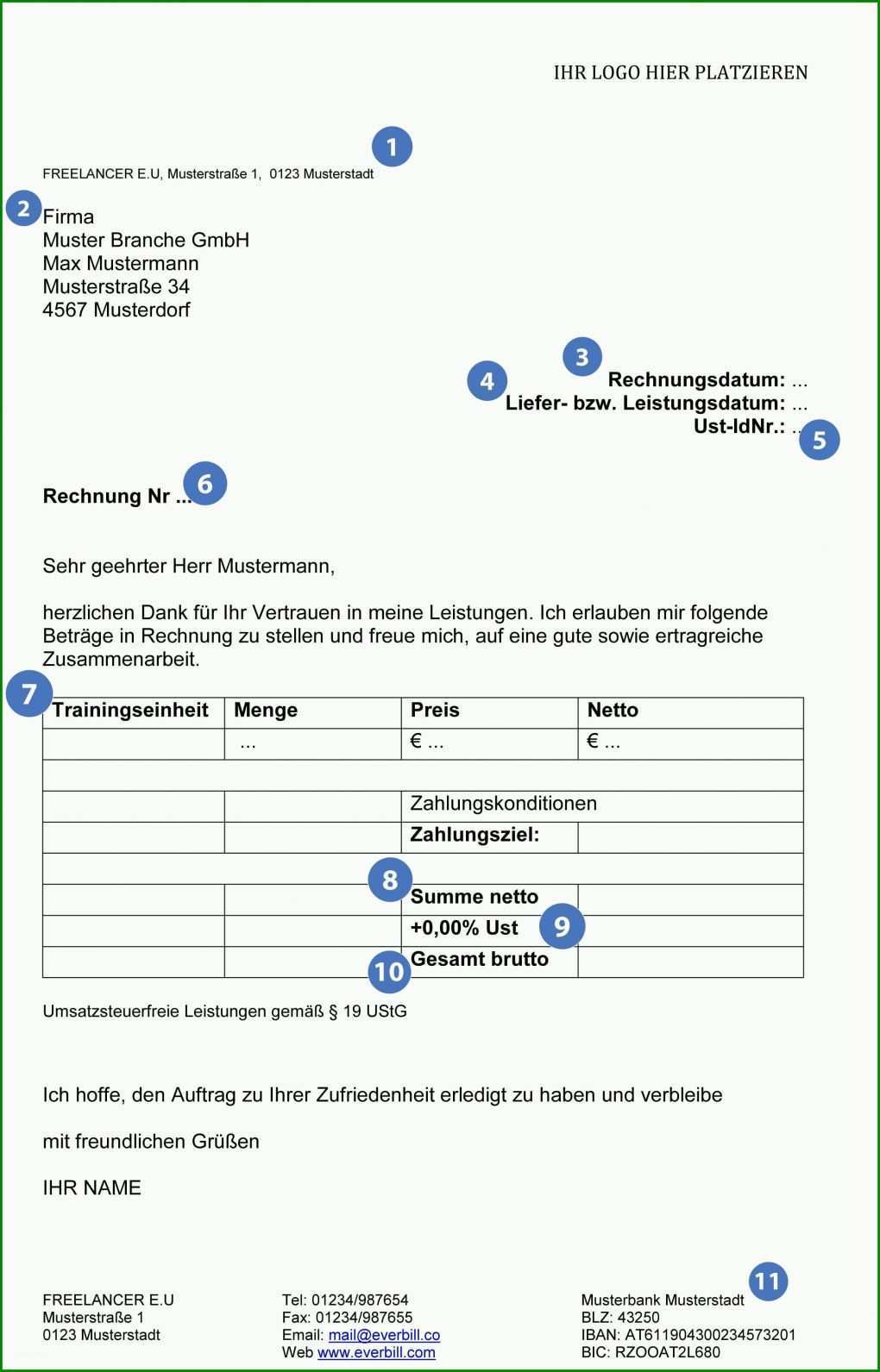 Modisch Vorlage Rechnung Privat 2172x3388