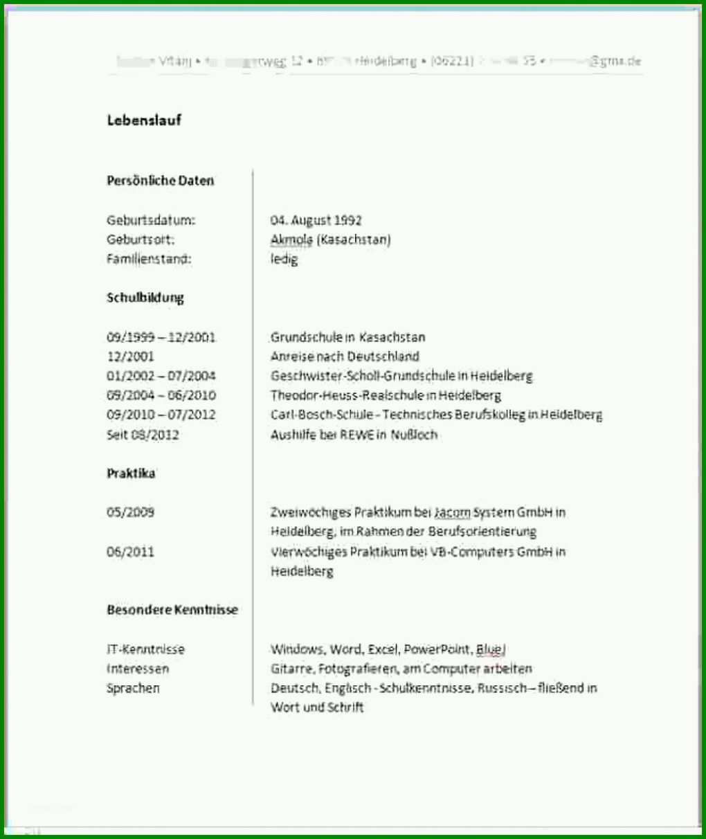 Exklusiv Lebenslauf Vorlage Duales Studium 1034x1229