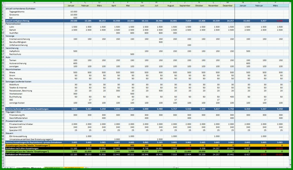 Einzahl Liquiditätsplanung Excel Vorlage Download Kostenlos 1440x839