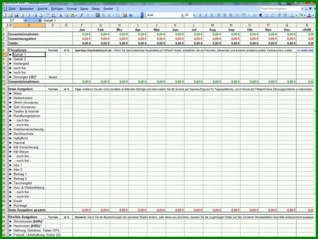 Fantastisch Monatliche Ausgaben Excel Vorlage 1280x960