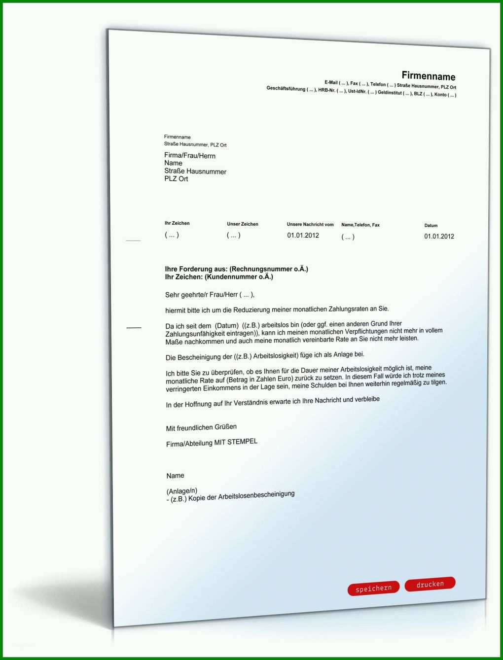 Ausnahmsweise Ratenzahlung Muster Vorlage 1600x2100