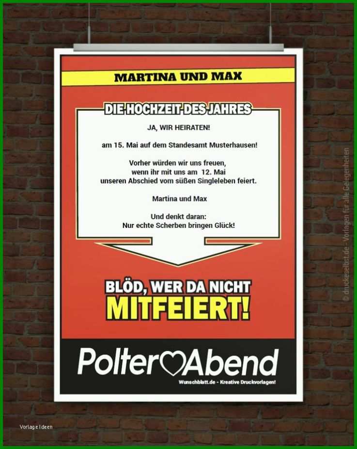 Faszinieren Vorlage Einladung Polterabend 740x930