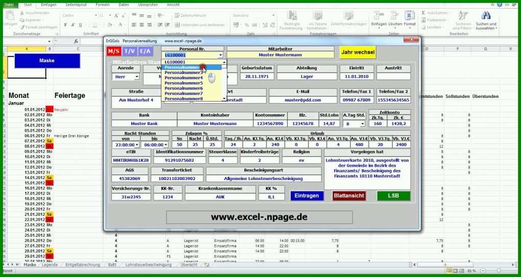 Unvergesslich Access Personalverwaltung Vorlage 1588x846