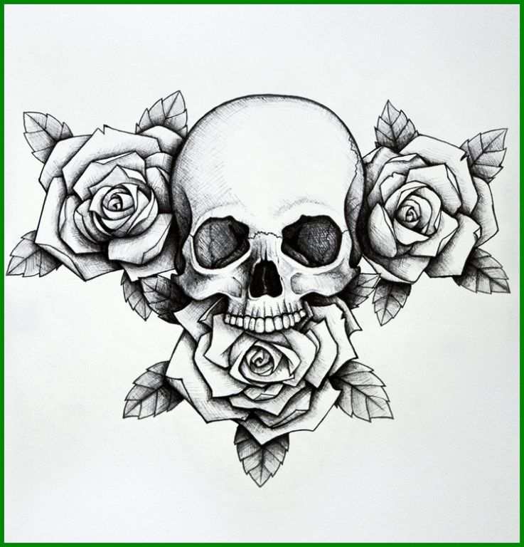 Einzahl Tattoo Ideen Tattoo Vorlagen totenkopf Rosen Blumen 758837