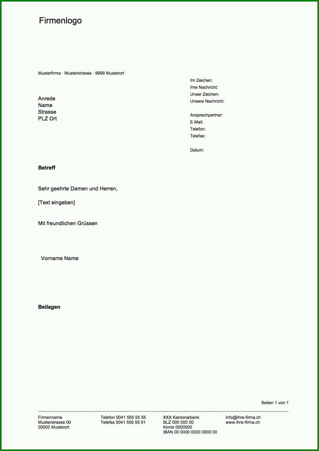 Toll Privater Geschäftsbrief Vorlage 1240x1753