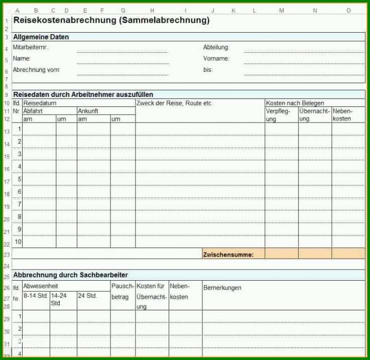 Unglaublich Vorlage Reisekostenabrechnung Pdf 886x862