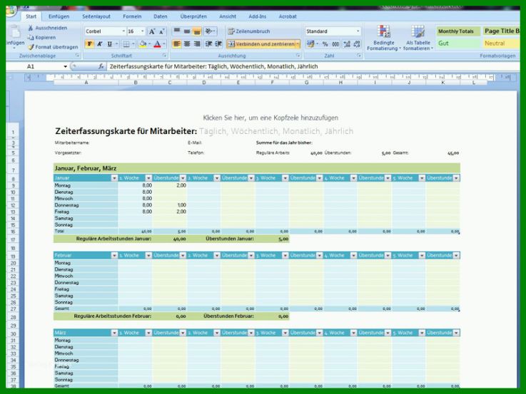 Unvergleichlich Excel Vorlage Zeiterfassung Mitarbeiter 800x600