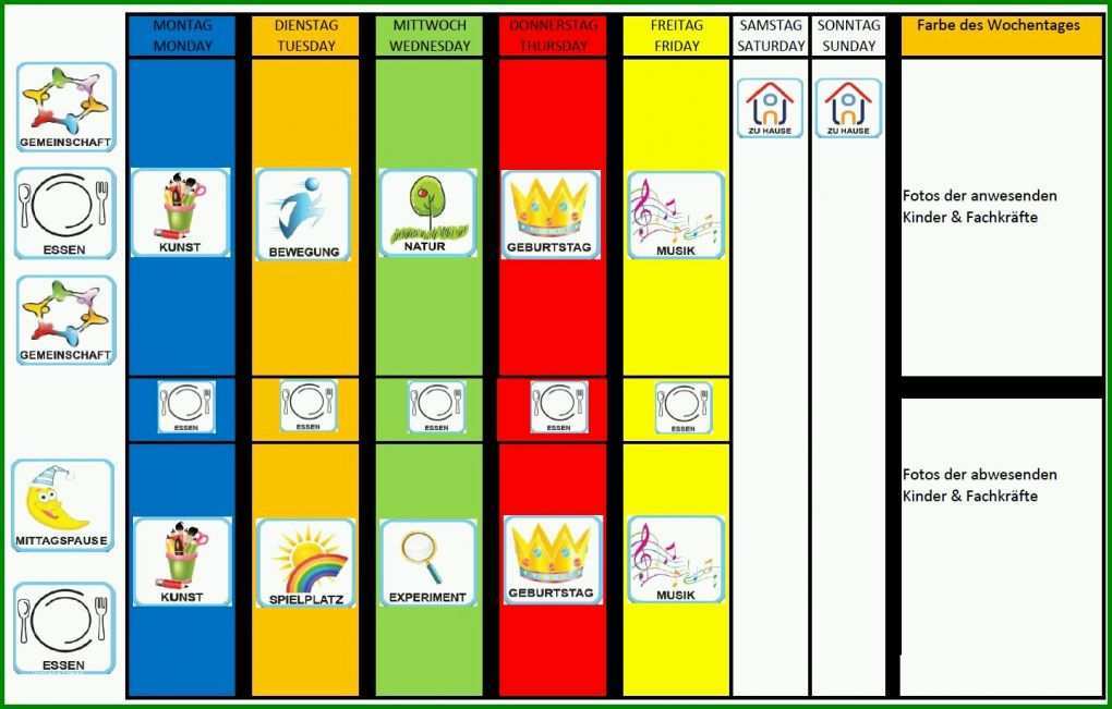 Faszinieren Wochenplan Kinderkrippe Vorlage 1438x918