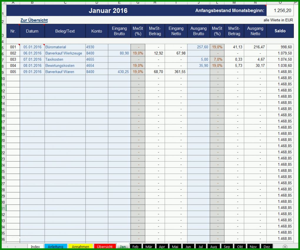 Allerbeste Kassenbuch Excel Vorlage 1064x890