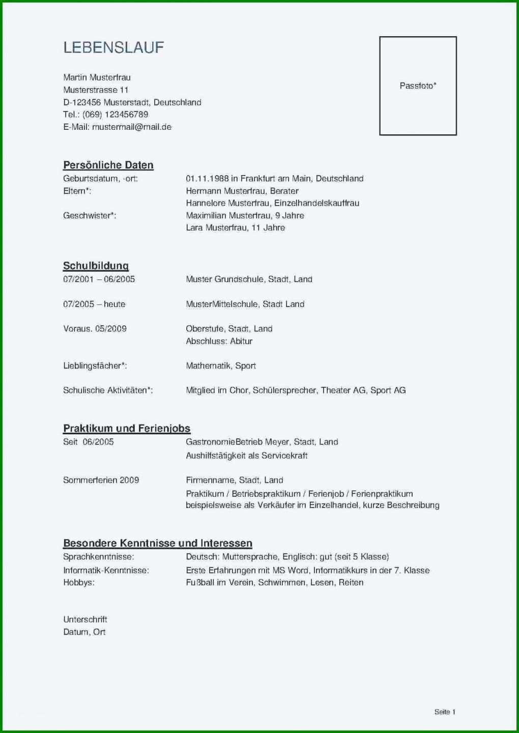 Unglaublich Lebenslauf Vorlage Mfa 1248x1762