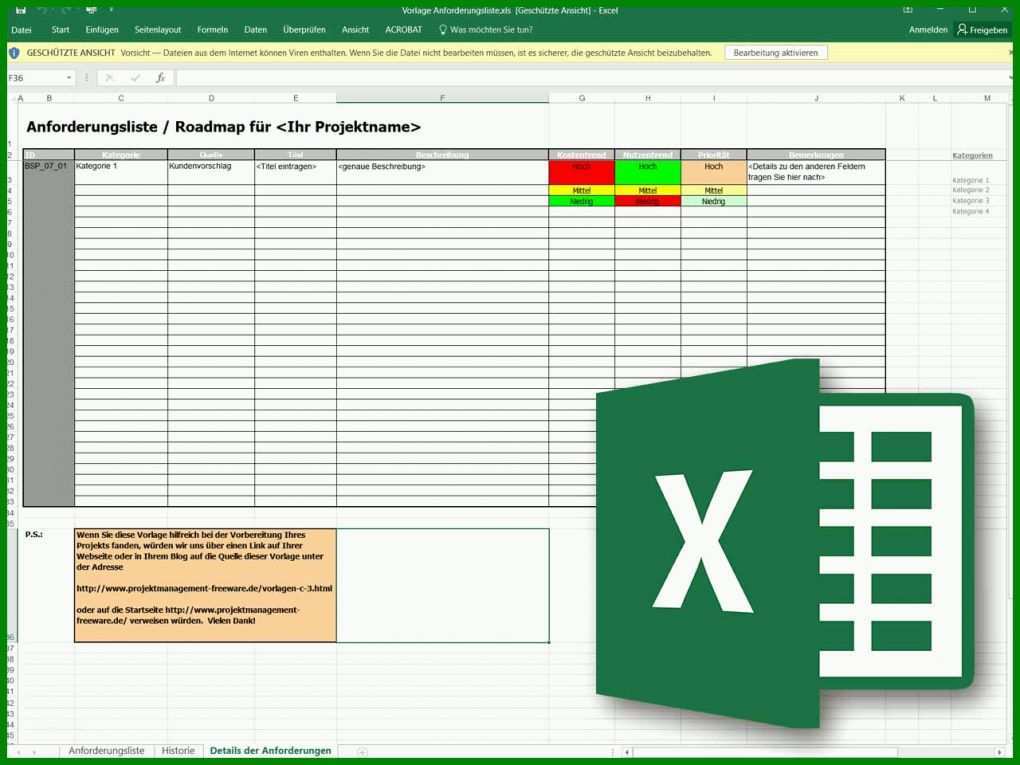 Schockierend Anforderungsliste Vorlage Excel 1280x960