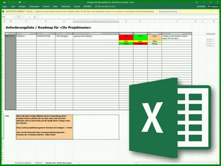 Schockierend Anforderungsliste Vorlage Excel 1280x960
