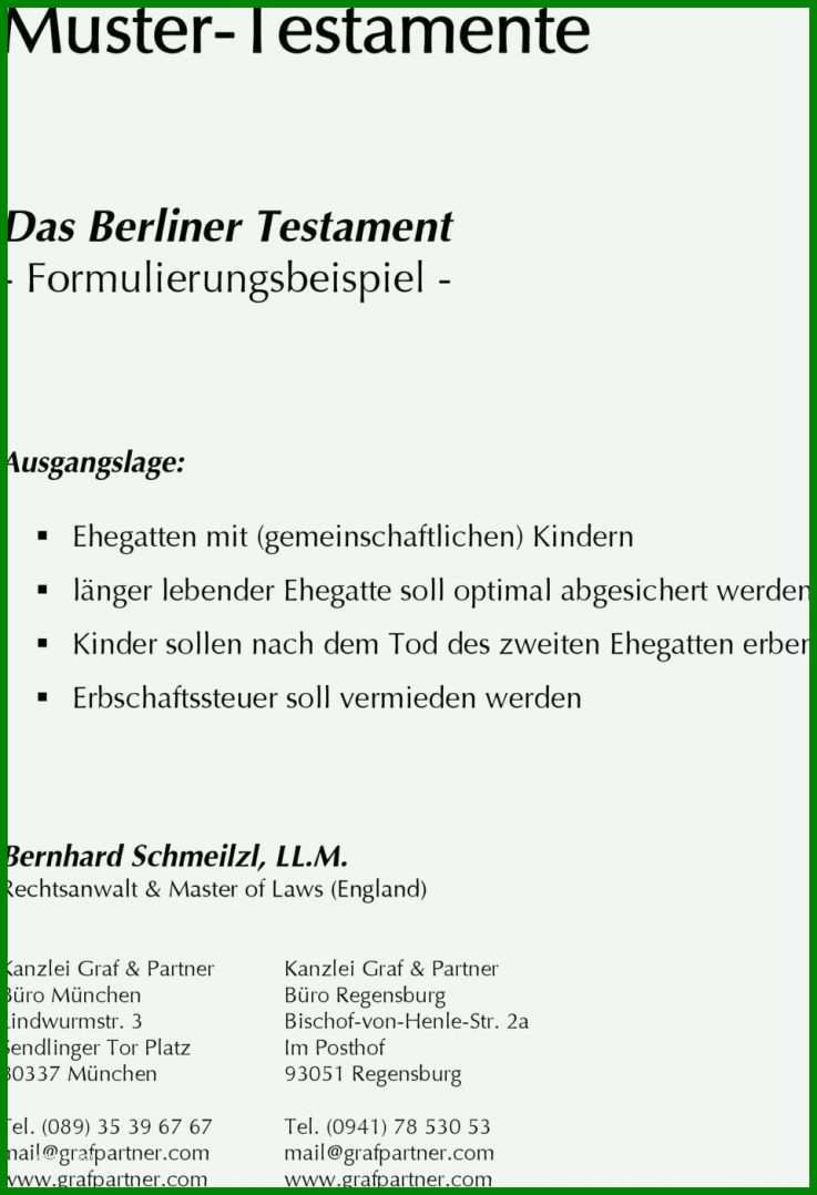 Singular Berliner Testament Vorlage Kostenlos Ausdrucken Luxus 598600