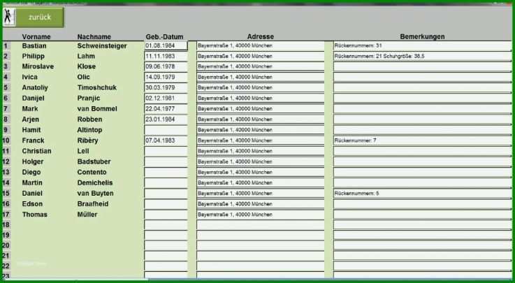 Überraschen Fußball Aufstellung Vorlage Excel Angenehm ...