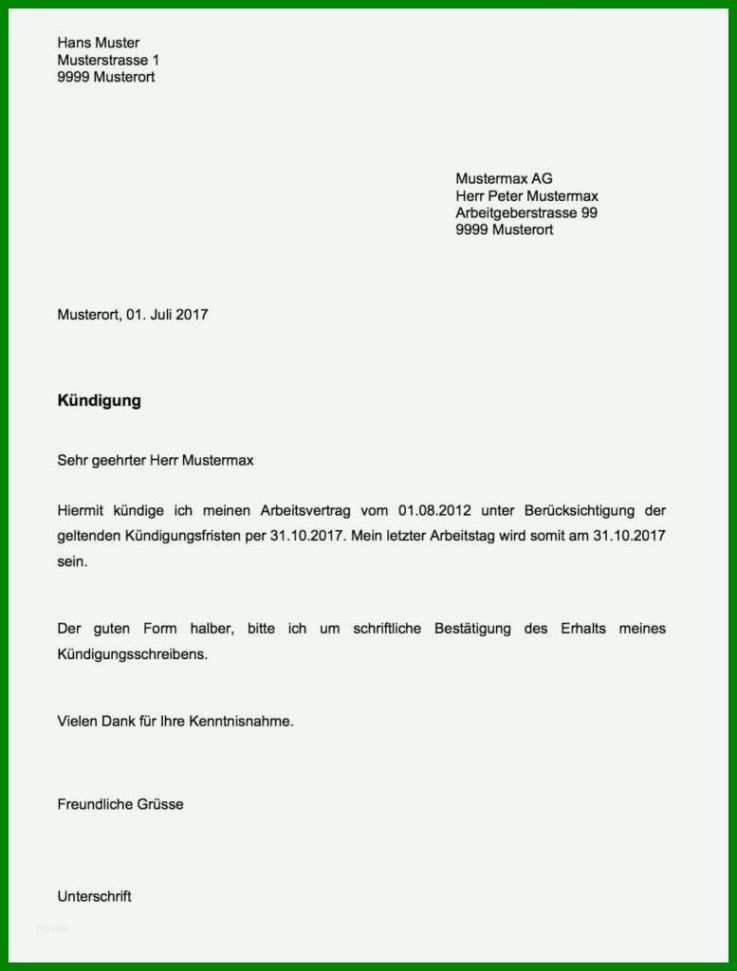 Am Beliebtesten Kündigungsschreiben Vorlage Vertrag 777x1024