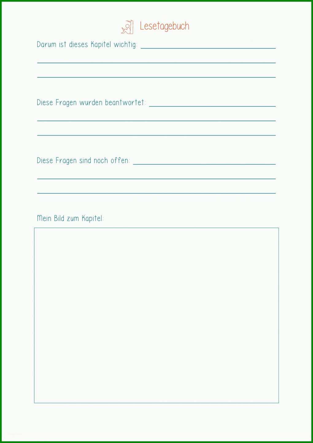 Neue Version Lesetagebuch Vorlage Zum Ausdrucken 1654x2339