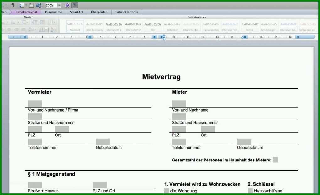 Phänomenal Untermietvertrag Vorlage Openoffice 1252x763