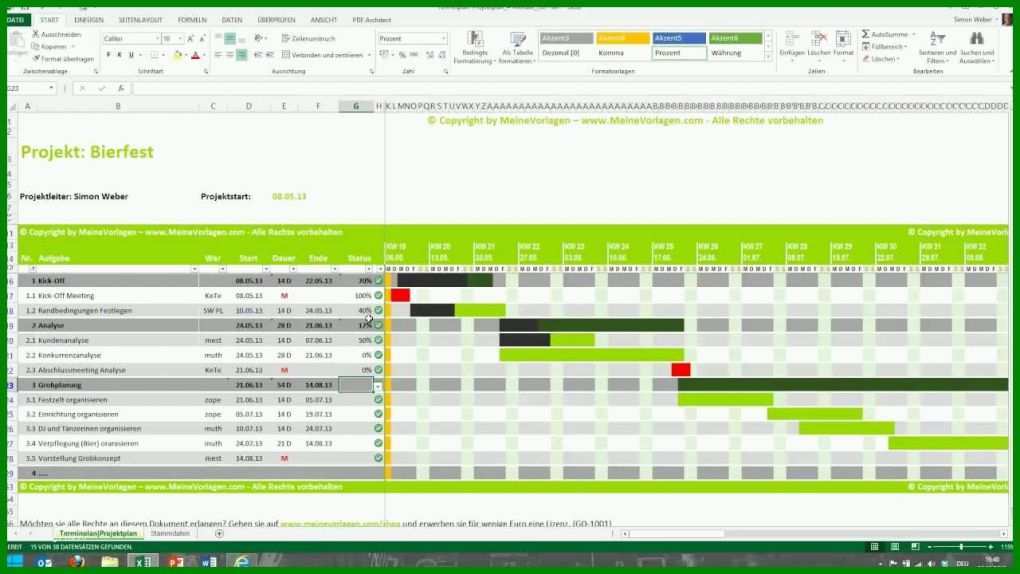 Original Excel Vorlage Kalender Projektplanung 1280x720