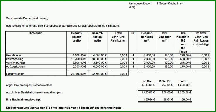 Ideal Nebenkostenabrechnung Für Mieter Erstellen Vorlage 1398x726