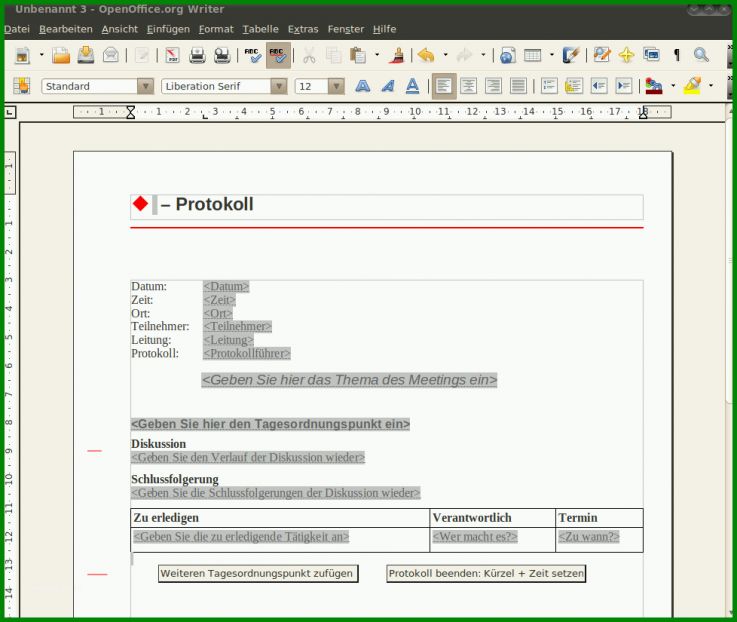 Moderne Protokoll Vorlage Openoffice 978x825