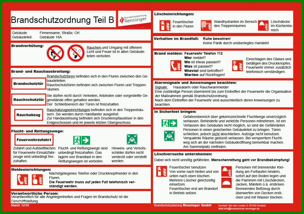 Perfekt Vorlage Brandschutzordnung Teil B 1191x842