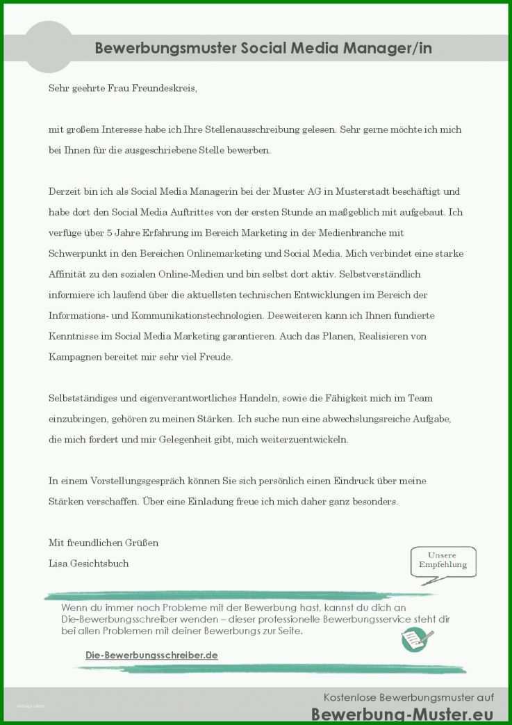 Wunderschönen Vorlage Anschreiben social Media Manager 1240x1754