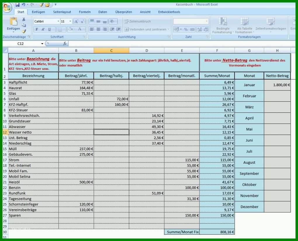 Singular Excel Vorlage Haushaltsbuch 1075x870