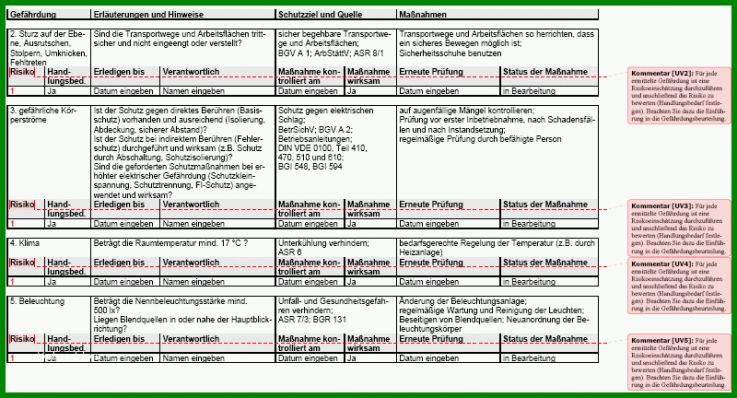 Spezialisiert Gefährdungsbeurteilung Vorlage Excel 800x432