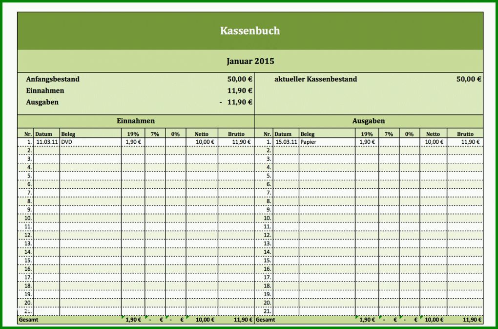 Limitierte Auflage Kassenbuch Vorlage Download 1200x792