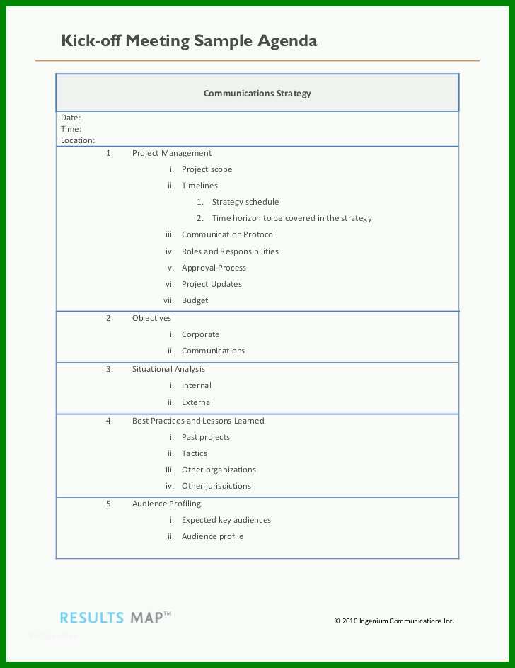 Tolle Kick Off Meeting Agenda Vorlage 728x943