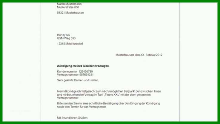 Wunderschönen Handyvertrag Kündigen Email Vorlage 783x441