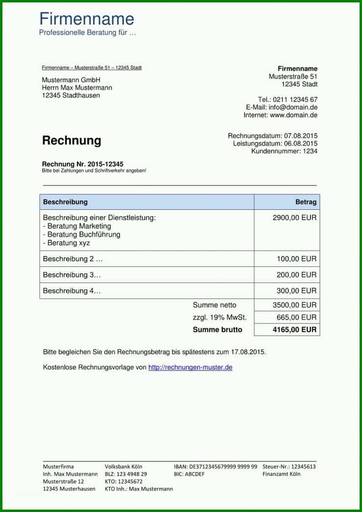 Modisch Muster Rechnungen Vorlagen 900x1272