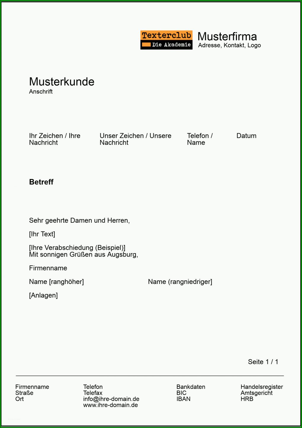 Ausgezeichnet Privater Geschäftsbrief Vorlage 1600x2264