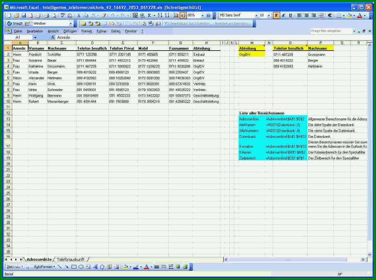 Singular 11 Telefonliste Excel Vorlage Kostenlos 342387