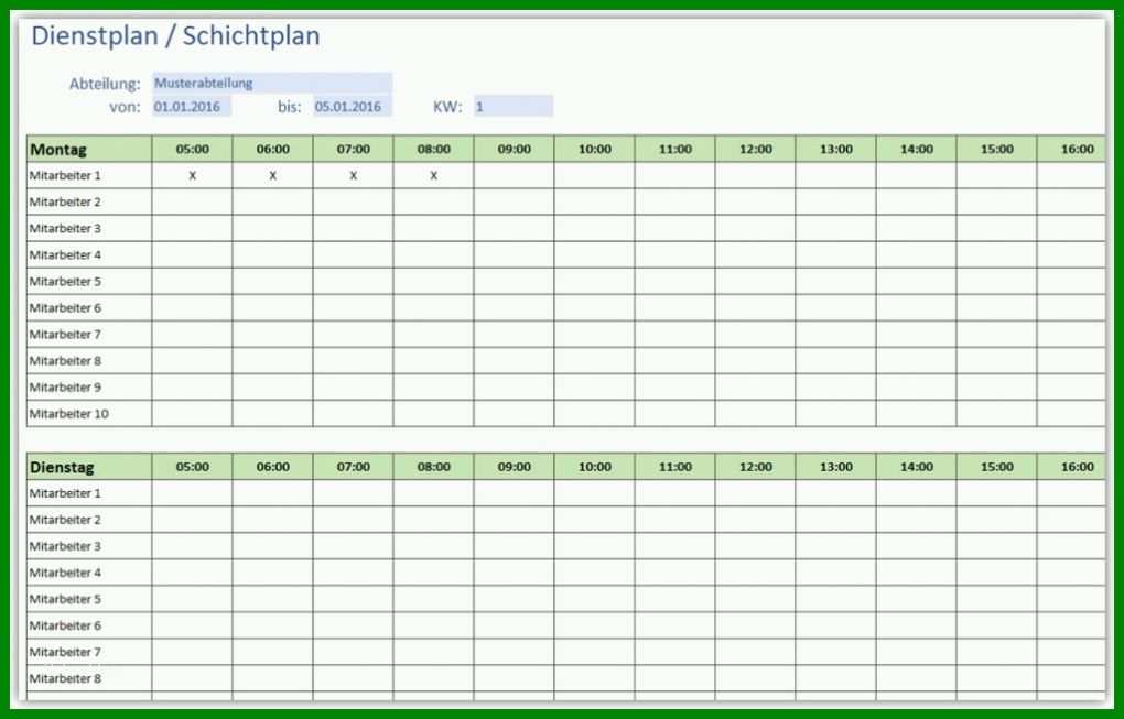 Spektakulär Vorlage Dienstplan Kostenlos 1024x656