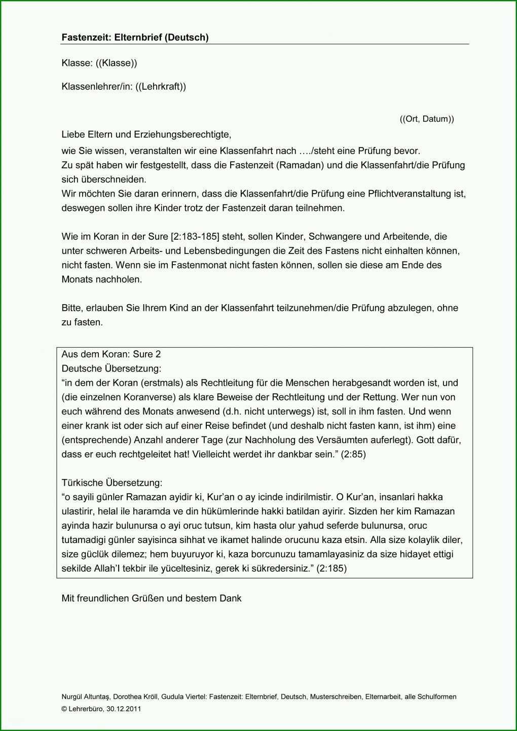 Ausgezeichnet Elternbrief Klassenfahrt Vorlage 2480x3507