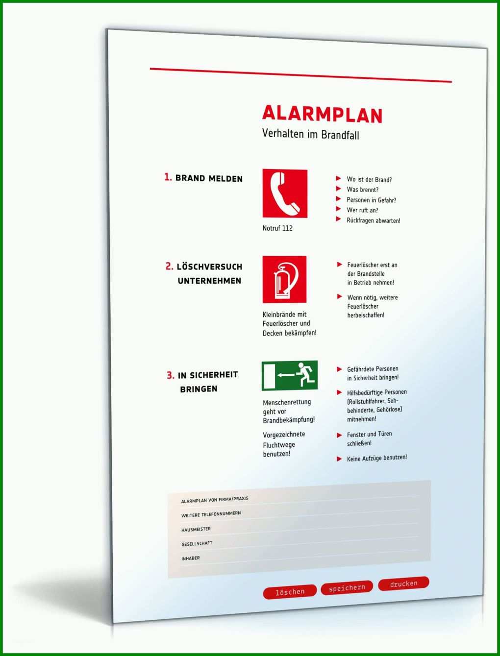 Außergewöhnlich Notfall Und Alarmplan Vorlage Word 1600x2100