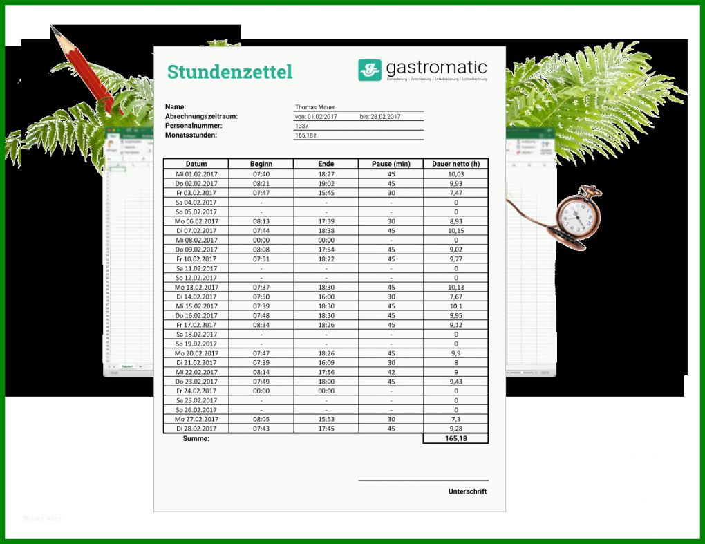 Toll Stundenzettel Excel Vorlage 1258x971