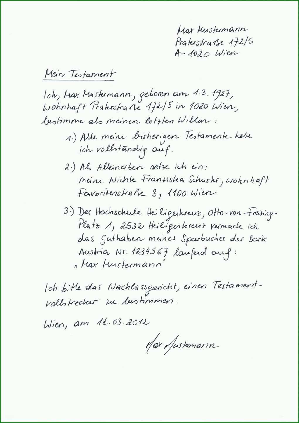 Auffällig Testament Muster Vorlage 2480x3507