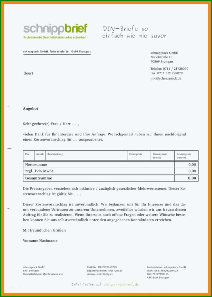 Großartig Angebot Schreiben Vorlage 1040x1455