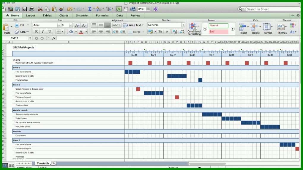 Original Excel Timeline Vorlage 1249x704