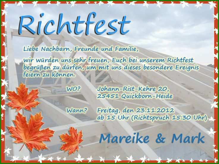 Bemerkenswert Richtfest Einladung Vorlage 1280x960