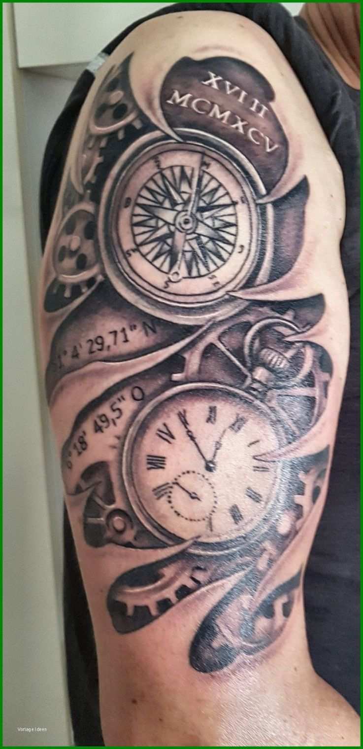 Staffelung Tattoo Kompass Uhr Koordinaten Geburtsdatum In Römischen 810972