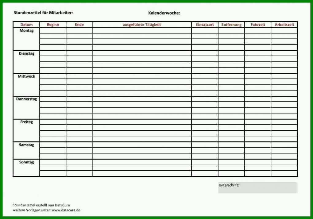 Original Stundenzettel Vorlage Datev 1066x745
