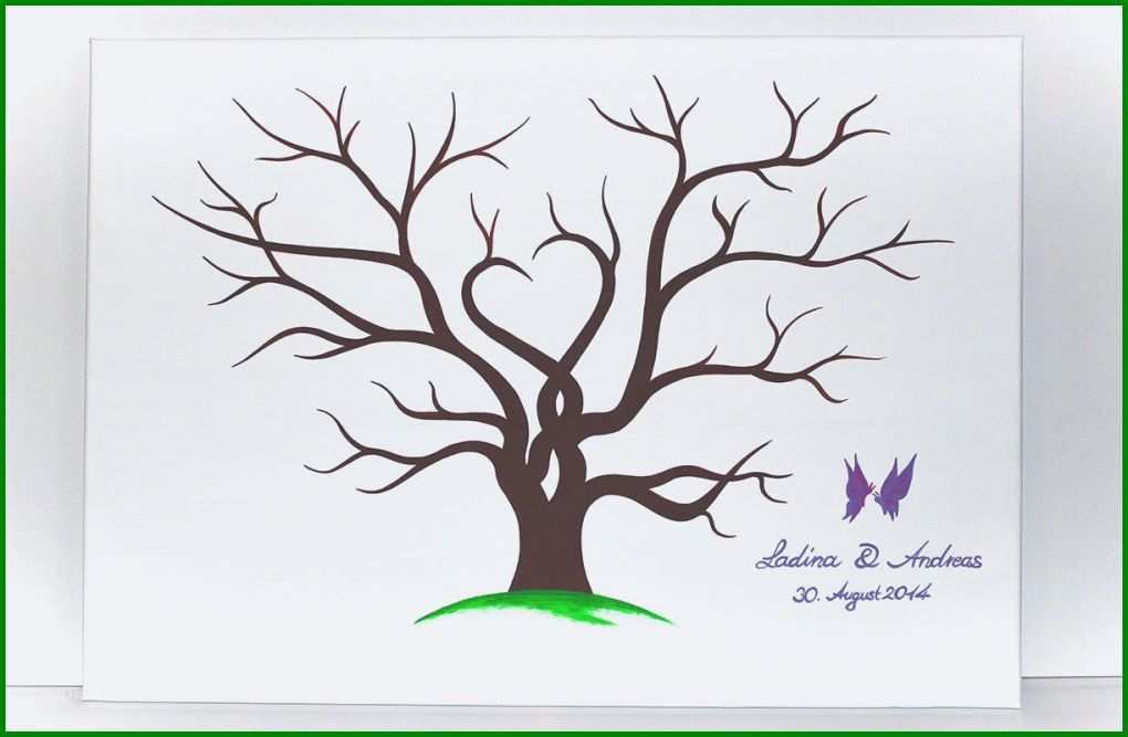 Wunderschönen Baum Hochzeit Fingerabdruck Vorlage 1223x800