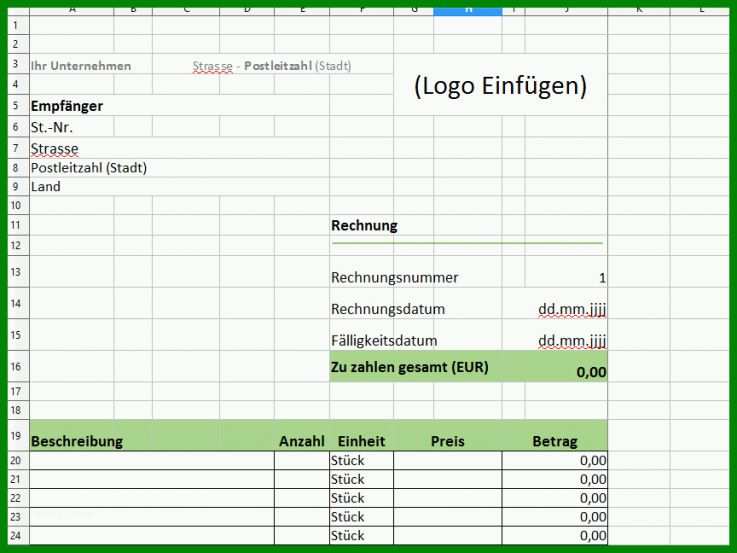 Wunderschönen Excel Vorlage Rechnung Kleinunternehmer Kostenlos 864x648