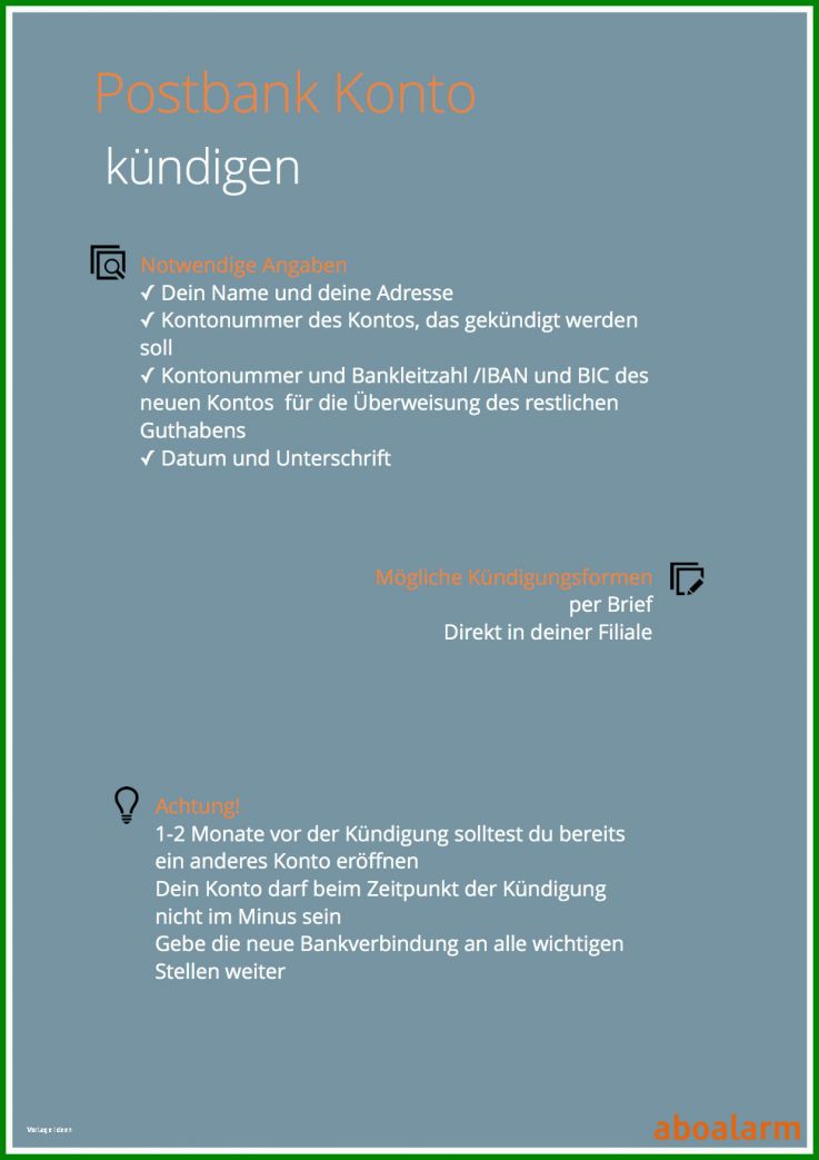 Überraschen Kündigungsschreiben Postbank Girokonto Vorlage 1239x1754