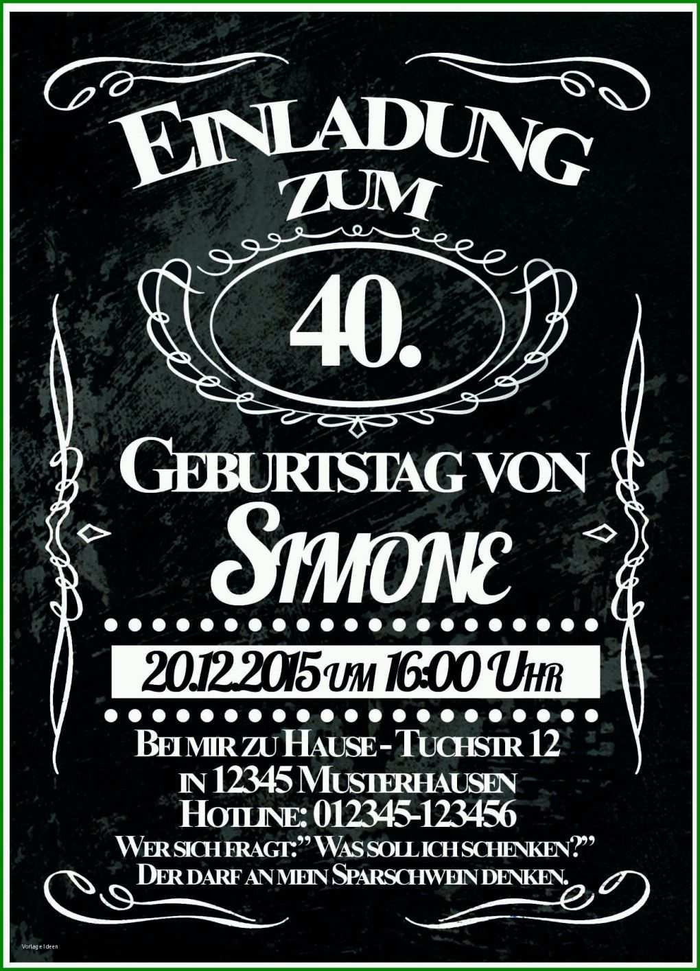 Großartig Vorlage Einladung 40 Geburtstag 1311x1819